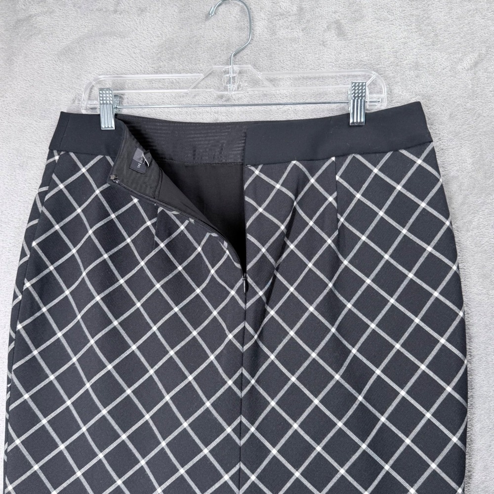 The Limited Pencil Skirt Womens 12 Black White Plaid Grid Career Back Zip Lined - Picture 5 of 11